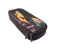 YINGD Elvis Presley Pencil Case Waterproof Zippered Pen Pouch with Elastic Loops for Secure Storage
