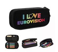YINGD f I Love Eurovision Students Pencil Cases Large Capacity Pen Bags Box Storage Pouch for Boys Girls School Use