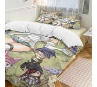 YINGD Fairy Tail Anime Home Bed 3-piece Set, Classic Japanese Anime Polyester Wash Student Dormitory Set