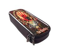 YINGD Five Finger Death Punch Pencil Case Stylish Brown Leather Zipper Pouch for Students Artists Professionals