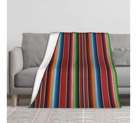 YINGD Flannel Blankets for Bed,Mexican Serape Colorful Stripes Vertical Lines Latino Design,Soft Throw Blanket Plush Reversibl150CM X 125CM