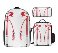 YINGD Foster's Home for Imaginary Friends Backpack Set Large Capacity Daypack Lunch Pouch and Multi Pocket Pencil Organizer