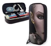 YINGD Fullmetal Alchemist Flamel Silver Big Capacity Pen Case Leather Pencil Case Durable Pen Pouch Desk Organizer with Zipper for School & Office Supplies