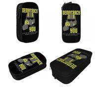 YINGD Fun Helldivers Democracy Wants You Pencil Cases Pencilcases Pen Holder for Student Large Storage Bags Supplies Gift Stationery