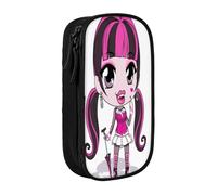 YINGD Fun Monster High Draculaura Pencil Case Compact Zipper Pouch - Double Layer Design for Stationery, Art Supplies, Cosmetics Storage