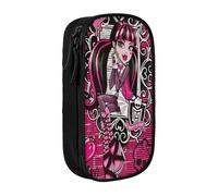 YINGD Fun Monster High Draculaura Pencil Case Extra Pen Slots Design - 8 Holders for Markers, Pencils, Brushes (Office & School Use)