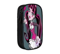 YINGD Fun Monster High Draculaura Pencil Case with 3 Mesh Dividers - Portable Zipper Bag for Stationery, Jewelry, Earphones (Polyester)