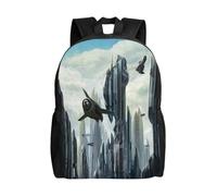 YINGD Future City Shadow War Backpack for Men and Women, Durable Rucksack with PVC Bottom, Large Capacity Bag for Work and School