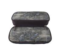 YINGD Future City Shadow War Pencil Case Durable Brown Leather Zip Case for Stationery Protection