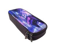 YINGD Future City Shadow War Pencil Case Lightweight Synthetic Leather Organizer for Daily Carry & Protection