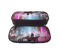 YINGD Future City Shadow War Pencil Case Travel-Friendly Leather Pen Case for Protection