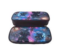 YINGD Future City Shadow War Pencil Case Travel-Ready Brown Leather Zip Pouch for Protection