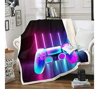 YINGD Gamer Plush Blanket Boys Games Sherpa Fleece Throw Blanket Novelty Cartoon Gradient Game Controller Fuzzy Blan 150CM X 125CM