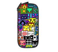 YINGD Geometry Dash Big Capacity Pencil Case, Aesthetic Pen Pouch School Supplies Organizer Multiple Compartments