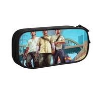 YINGD Grand Theft Auto Pencil Case for Retro Style Lovers - Vintage Print Oxford Fabric with Brass Zipper (Gift Box)