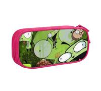 YINGD Green Invader Zim Gir Pencil Case Large Capacity Doublelayer Pen Bag School Stationery Pouch Pencil case Supplies Pencase