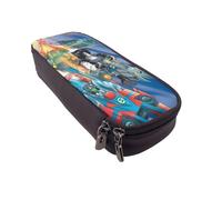 YINGD Green Lantern The Animated Series Pencil Case Versatile Brown PU Leather Organizer with Zipper & Elastic Loops