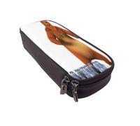 YINGD Grizzly and The Lemmings Pencil Case Slim PU Leather Pen Case with Secure Zipper Closure