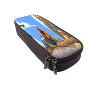 YINGD Grizzly and The Lemmings Pencil Case Spacious Synthetic Leather Holder for Multiple Stationery Items