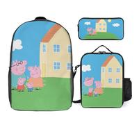 YINGD Happy Little Pig Backpack Future Leader Set Progressive Bookbag with Executive Lunch System