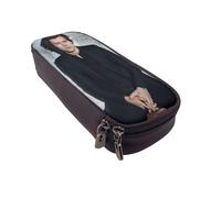 YINGD Harry Styles Pencil Case Spacious Brown Leather Bag with Interior Pockets for Organization