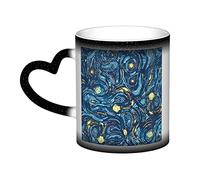 YINGD Heat Changing Sensitive Mug, Van Gogh Art 11 Oz Coffee Cup Magic Color Change Ceramic Tea Cup