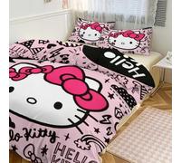 YINGD Hello Kitty Bedding Sets for Kids Men Women Twin Size Comforter Set 3pcs Bedding Set 1 Comforter Cover And 2 Pillowcases