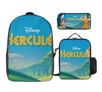 YINGD Hercules The Animated Series Backpack Essentials Three Piece Set Bookbag Snack Tote and Pen Holder for Kids