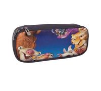 YINGD Ice Age Pencil Case Compact Brown Leather Zip Bag for Easy Carry & Organization