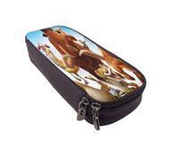 YINGD Ice Age Pencil Case Stylish PU Leather Zip Bag for Artists Writers & Students