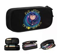 YINGD I'm Not Scared Coralines Pencil Case Stationery Bag Pen for Girl Boy Large Storage Bag Office Zipper Stationery