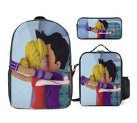 YINGD Inspector Gadget Backpack 17 Inch Large Bookbag Plus Snack Bag and Zippered Pen Holder for Teens