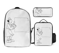 YINGD Inspector Gadget Backpack Academic Champion Set Winning Three Piece School Combo