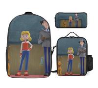 YINGD Inspector Gadget Backpack Pro Combo Large Capacity Bookbag with Bento Box and Rotating Pencil Organizer