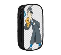 YINGD Inspector Gadget Pencil Case for Kids & Adults - Durable Polyester with 5 Pen Holders & Mesh Organizer (Washable)