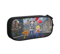 YINGD Inspector Gadget Pencil Case for Retro Style Lovers - Vintage Print Oxford Fabric with Brass Zipper (Gift Box)