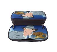 YINGD Inspector Gadget Pencil Case Lightweight Brown Pen Organizer with Elastic Loops & Zipper Closure