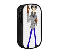 YINGD Inspector Gadget Pencil Case with 3 Mesh Dividers - Portable Zipper Bag for Stationery, Jewelry, Earphones (Polyester)