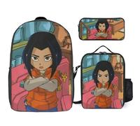 YINGD Jackie Chan Adventures Backpack with Insulated Lunch Boxes and Zippered Pencil Case Three Piece School Essential