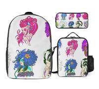 YINGD Jem and The Holograms Backpack Campus Complete Kit Including 17 Inch Laptop-Compatible Bag and Study Pencil Organizer