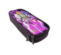 YINGD Jem and The Holograms Pencil Case Elegant Brown Leather Pen Bag with Multi-Compartment Design