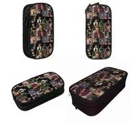 YINGD Johnny Hallyday Pencil Cases Fun Rock Star Music French Singer Pen Bags Student Big Capacity School Supplies Gifts Pencilcases