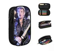 YINGD Johnny Hallyday Pencil Cases Large Storage Pen Bags Pen Box Pencil Pouch for Boys Girls Students Stationery School Office