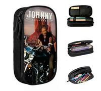 YINGD Johnny Hallyday Pencil Cases Lovely Rock Star French Singer Pen Box Bag Kids Big Capacity School Supplies Cosmetic Pencil Pouch