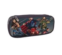 YINGD Justice League Pencil Case Durable PU Leather Zip Case for Pens Markers & Art Supplies