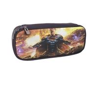 YINGD Justice League Pencil Case Multi-Purpose Brown PU Leather Organizer for Various Items
