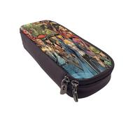 YINGD Justice League Unlimited Pencil Case Durable PU Leather Pen Case with Multi-Pockets for Artists & Students