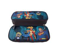 YINGD Justice League Unlimited Pencil Case Durable PU Leather Zip Case for Pens Markers & Art Supplies