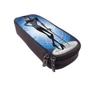YINGD Justice League Unlimited Pencil Case Fashionable Brown Pen Holder for Students Artists & Professionals