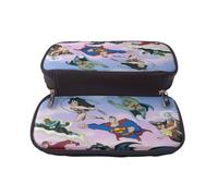 YINGD Justice League Unlimited Pencil Case Waterproof PU Leather Pen Organizer for Artists & Students